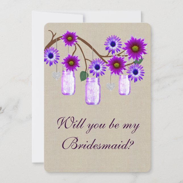 Convites Placa de Bridesmaid Roxo Roxo Burcolo (Frente)