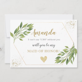 Convites Placa de Bridesmaid verde e ouro