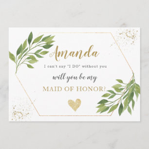 Convites Placa de Bridesmaid verde e ouro