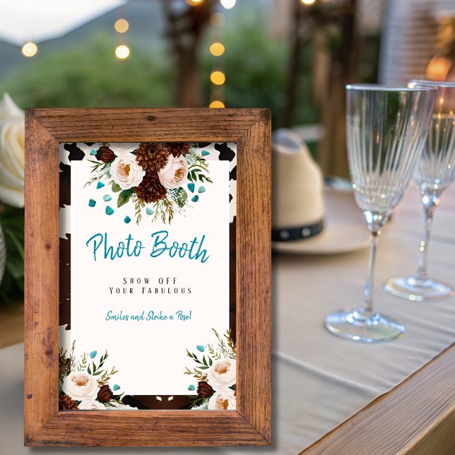 Convites Placa de Cabine de Fotos de Flores Silvestres Boho (Western Boho Wildflowers Photo Booth Sign)