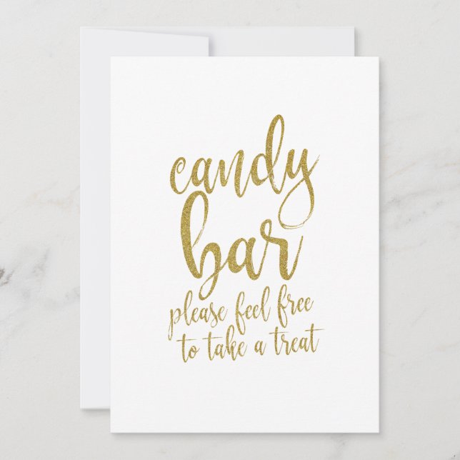 Convites Placa de Casamento Acessível Brilho Dourado Barra  (Frente)