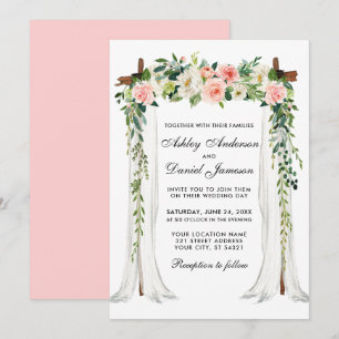 Convites Placa de Casamento Arco de Cana-d'Água Pinta Rosa