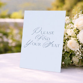 Convites Placa de Casamento Azul Escolha Seu Assento