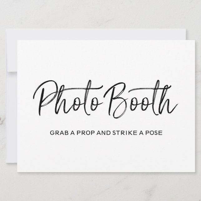 Convites Placa de Casamento "Cabine de Fotos" | Letras Eleg (Frente)
