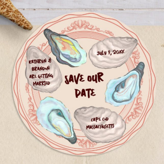 Convites Placa de Casamento com Ostras Assadas Save the Dat (Criador carregado)