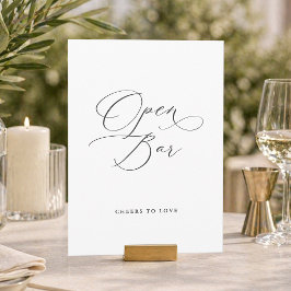 Convites Placa de Casamento de Bar Aberto Elegante | Minima