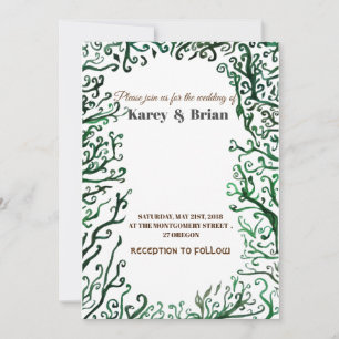 Convites Placa de Casamento de Elementos Botânicos