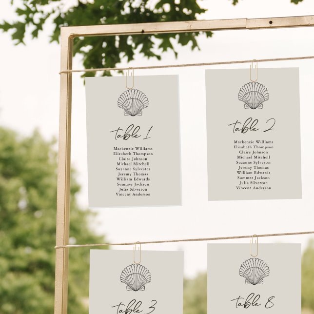 Convites Placa de Casamento de Mesa Seating Chart Beach (Criador carregado)