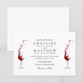 Convites Placa de Casamento de Vinha e Vidro de Vinho Russo