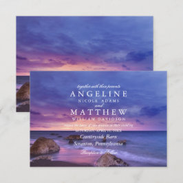 Convites Placa de Casamento do Mar de Sunset Modern Tropica
