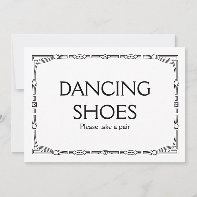 Convites Placa de Casamento em Estilo Art Déco "Sapatos de  (Frente)