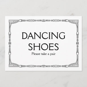 Convites Placa de Casamento em Estilo Art Déco "Sapatos de 