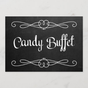 Convites Placa de casamento estilo lousa "Candy Buffet"