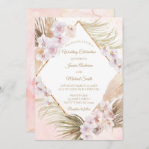 Placa de Casamento Floral Lush Pink e Dourada de W