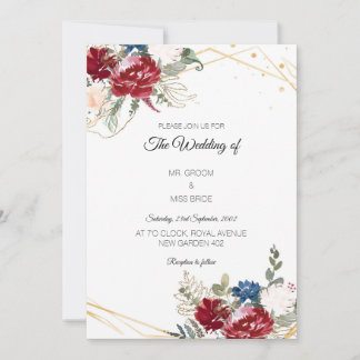Convites Placa de Casamento Floral WaterColor