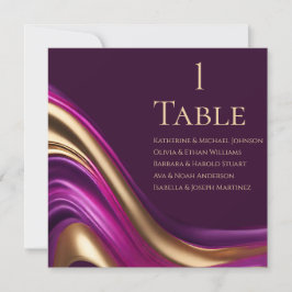 Convites Placa de Casamento - Fúchsia Roxa e Dourada