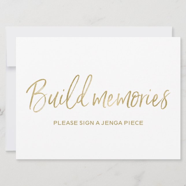 Convites Placa de Casamento Jenga "Construa memórias" | Dou (Frente)