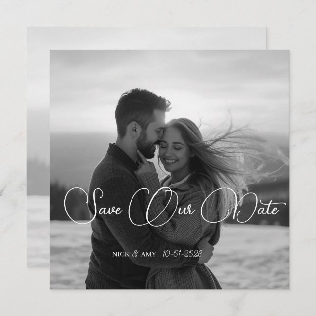 Convites Placa de Casamento no inverno Simples Personalizad (Frente/Verso)