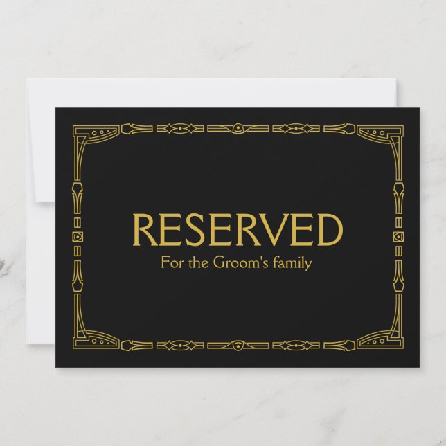 Convites Placa de casamento personalizada "Reservado" doura (Frente)