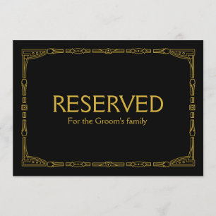 Convites Placa de casamento personalizada "Reservado" doura