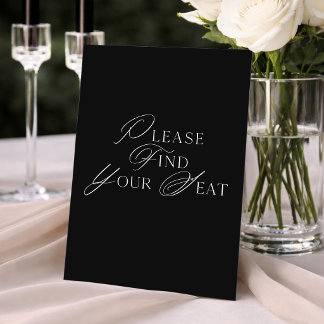 Convites Placa de Casamento Preto e Branco Por Favor Encont