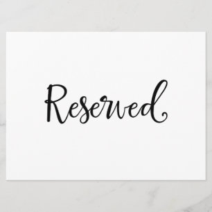 Convites Placa de casamento "Reservado" Caligrafia Rústic