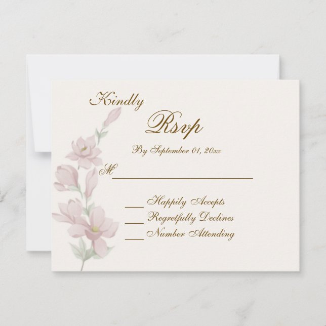 Convites Placa de Casamento RSVP Floral de Blush Molt Elega (Frente)