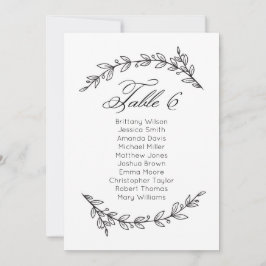 Convites Placa de casamento simples floral. Plano de mesa 6