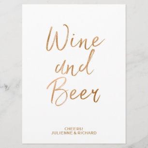 Convites Placa de Casamento Vinho e Cerveja   Rosa Dourada 