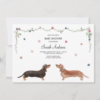 Convites Placa de Chá de fraldas do cão Dachshund