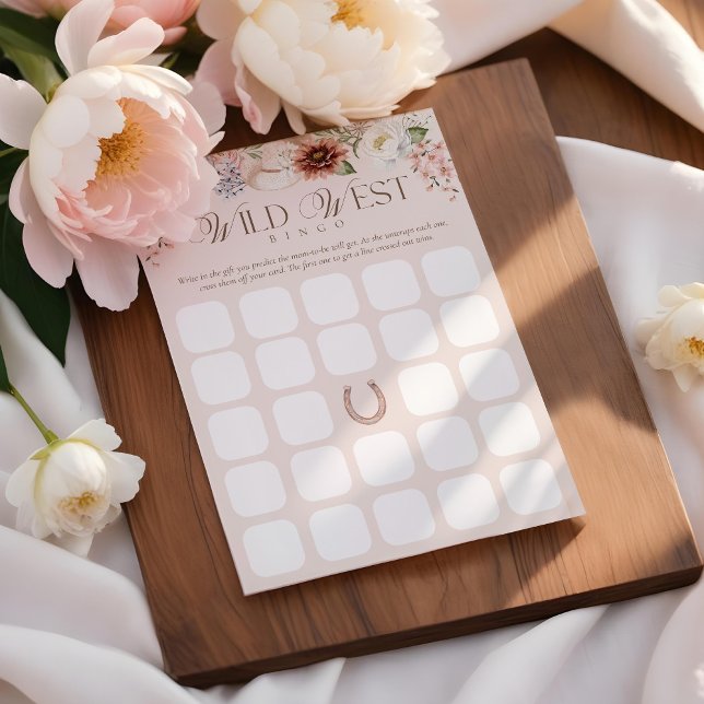Convites Placa de Chá de fraldas Floral Wild West Bingo (Floral Wild West Bingo Baby Shower Game Card)