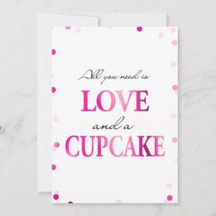 Convites Placa de Chá de Noiva de Cupcake   Confetes Rosa M
