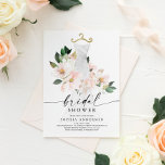 Convites Placa de Chá de panela Floral Elegante Blush<br><div class="desc">Este belo design apresenta um buquê de lindas flores de blush envoltas em um vestido elegante de casamento e uma fonte moderna (cor editável). Consulte a coleção inteira para obter mais itens correspondentes</div>