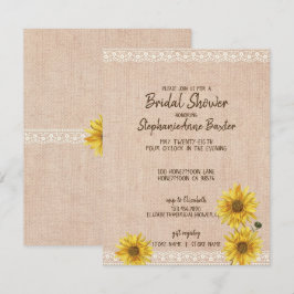 Convites Placa de Chá de panela Russo Lace & Burlap Sunflow
