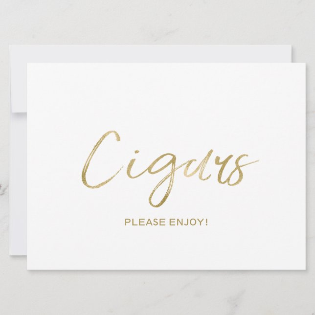 Convites Placa de "Cigarros" de Casamento | Dourado Elegant (Frente)