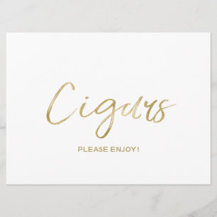 Convites Placa de "Cigarros" de Casamento   Estilo Dourado