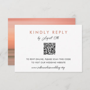Convites Placa de Código QR RSVP de Casamento de Blush Simp