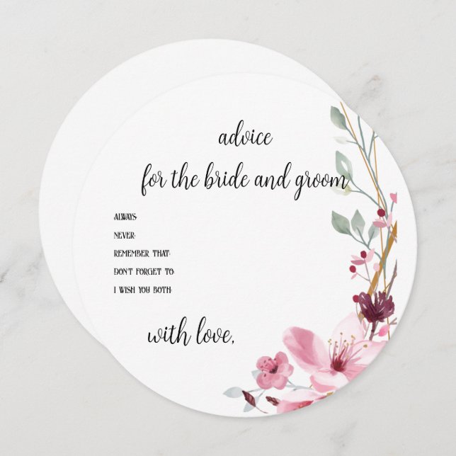 Convites Placa de Conselhos de Chá de casamento Floral (Frente/Verso)