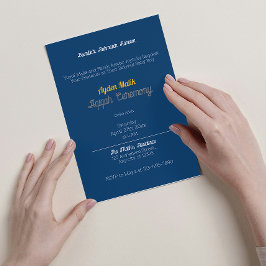 Convites Placa de cor sólida amarela azul, Chá de fraldas A