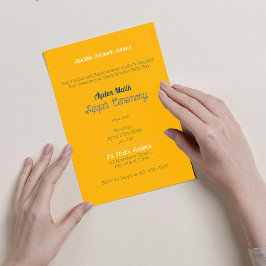 Convites Placa de cor sólida azul amarela, Chá de fraldas A