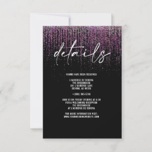 Convites Placa de Detalhes da Glitter Magenta QR Edgy