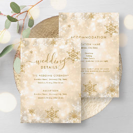 Convites Placa de Detalhes do Casamento no inverno Dourado