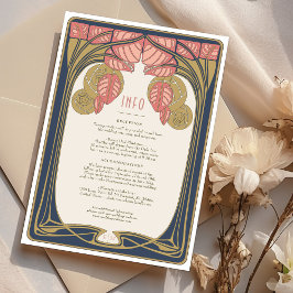 Convites Placa de Detalhes do Casamento vintage Art Nouveau