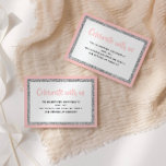 Convites Placa de detalhes rosa e prata do Bat mitzvah<br><div class="desc">Esta placa de inserção de tendência apresenta letras em negrito na parte frontal com um aspecto em camadas em cintilação prateada e branca,  e uma parte traseira sólida colorida. Adicione seu texto usando o formulário modelo. Altere a fonte,  o layout e as cores usando a Ferramenta Design.</div>