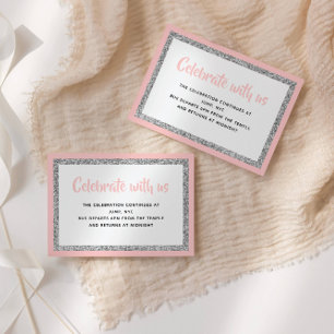 Convites Placa de detalhes rosa e prata do Bat mitzvah