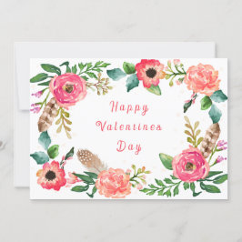 Convites Placa de dia de os namorados com Flores de Aquarel