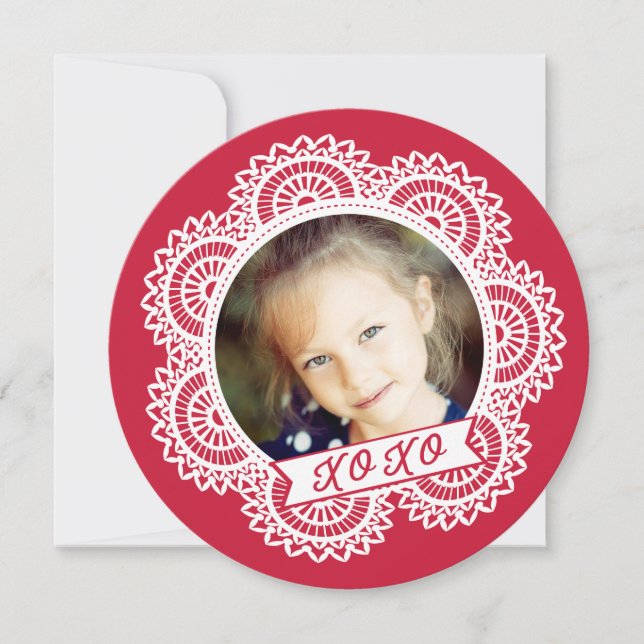 Convites Placa de Dia de os namorados de Fotografia Doily L (Frente)