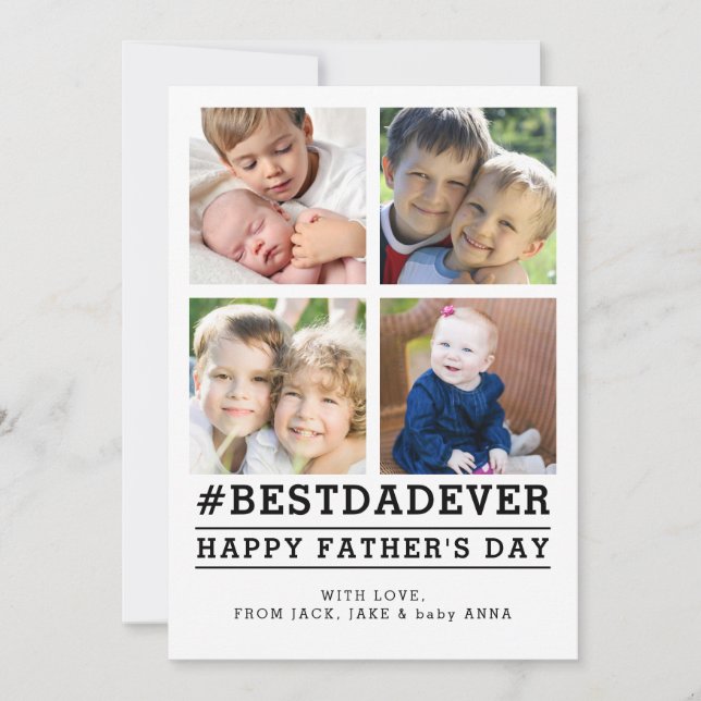 Convites Placa de Dia de os pais de 4 fotos instalada (Frente)