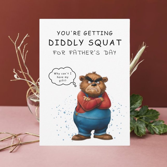 Convites Placa de Dia de os pais de Urso Cinza Hilariante (Brighten Dad's day with a touch of humor and our Funny Grumpy Bear Father's Day Card! )