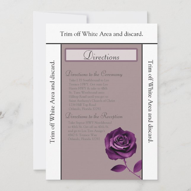 Convites Placa de direção 3.5x6 Rosa púrpura (Frente)